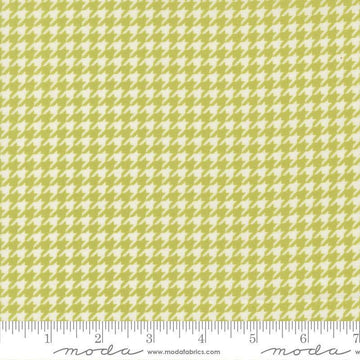 Image of Poinsettia and Pear Houndstooth Pistachio quilting cotton fabric by Sherri & Chelsi for Moda Fabrics. Features houndstooth on a green background. Cute Little Fabric Shop.