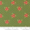 Image of Poinsettia and Pear Bouquet Evergreen quilting cotton fabric by Sherri & Chelsi for Moda Fabrics. Features flowers on a green background. Cute Little Fabric Shop.