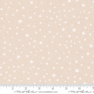 Image of Purrs and Boos Stars Moonbeam White quilting cotton fabric by Elena Amo for Moda Fabrics. Features stars on a cream background. Cute Little Fabric Shop.