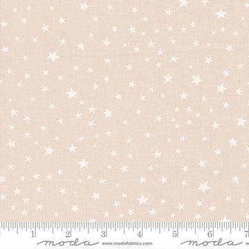 Image of Purrs and Boos Stars Moonbeam White quilting cotton fabric by Elena Amo for Moda Fabrics. Features stars on a cream background. Cute Little Fabric Shop.