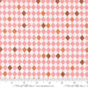 Image of Purrs and Boos Harlequin Candy quilting cotton fabric by Elena Amo for Moda Fabrics. Features harlequin on a pink background. Cute Little Fabric Shop.