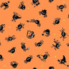 Image of Freaky Familiars Spider Sense Pumpkin quilting cotton fabric by Ruby Star Society for Moda Fabrics. Features spiders on an orange background. Cute Little Fabric Shop.