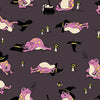 Image of Freaky Familiars Frogmiliars Eggplant quilting cotton fabric by Ruby Star Society for Moda Fabrics. Features frogs on a gray background. Cute Little Fabric Shop.
