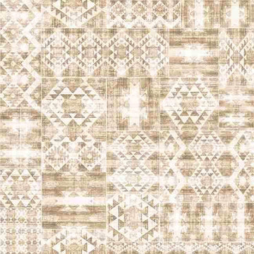 Image of Canyonlands Southwest Blanket Tonal Tan quilting cotton fabric by Morris Creative Group for QT Fabrics. Features a geometric pattern on a cream background. Cute Little Fabric Shop.