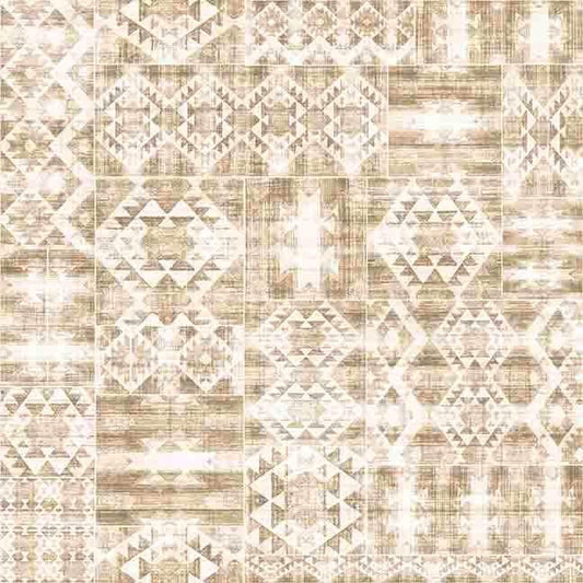 Image of Canyonlands Southwest Blanket Tonal Tan quilting cotton fabric by Morris Creative Group for QT Fabrics. Features a geometric pattern on a cream background. Cute Little Fabric Shop.
