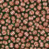 Image of Gridiron Gang Footballs Forest quilting cotton fabric by Morris Creative Group for QT Fabrics. Features football gear on a green background. Cute Little Fabric Shop.