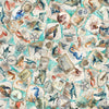 Image of Nauticus Sea Creatures Overlapping Patches Aqua quilting cotton fabric by Morris Creative Group for QT Fabrics. Features ocean icons on a blue background. Cute Little Fabric Shop.
