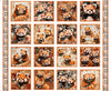 Pandaland Panda Picture Patches Panel Light Cream Red Panda Fabric - 31911 - QT Fabrics Quilting Cotton Fabric