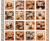 Pandaland Panda Picture Patches Panel Light Cream Red Panda Fabric - 31911 - QT Fabrics Quilting Cotton Fabric