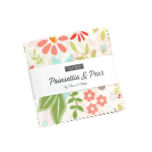Poinsettia and Pear Mini Charm Pack Floral Fabric - 37710MC - 42-Piece Precut - Moda Fabrics Quilting Cotton Fabric