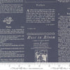 Image of True Love Alcott Text Twilight quilting cotton fabric by Lella Boutique for Moda Fabrics. Features text on a blue background. Cute Little Fabric Shop.