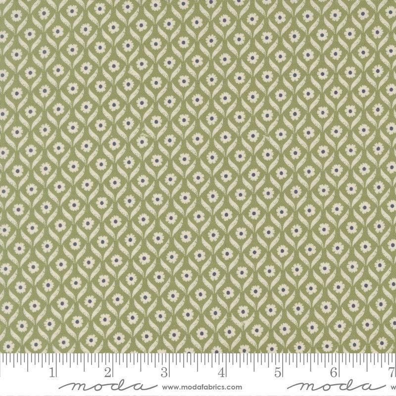 Image of True Love Wall Flower Fern quilting cotton fabric by Lella Boutique for Moda Fabrics. Features flowers on a green background. Cute Little Fabric Shop.