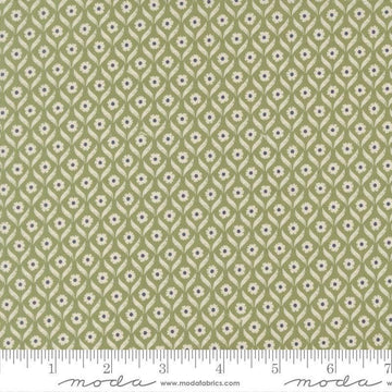 Image of True Love Wall Flower Fern quilting cotton fabric by Lella Boutique for Moda Fabrics. Features flowers on a green background. Cute Little Fabric Shop.