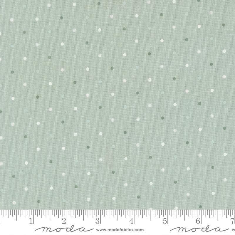 Image of True Love Magic Dot Robins Egg quilting cotton fabric by Lella Boutique for Moda Fabrics. Features polka dot on a blue background. Cute Little Fabric Shop.