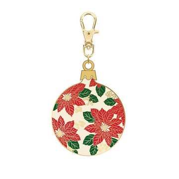 SALE Christmas Ball Ornament Enamel Charm Xmas Charm - Riley Blake Zipper Pull