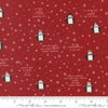 Image of Chilly Mr Penguin Red quilting cotton fabric by Sweetwater for Moda Fabrics. Features penguins on a red background. Cute Little Fabric Shop.