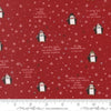 Image of Chilly Mr Penguin Red quilting cotton fabric by Sweetwater for Moda Fabrics. Features penguins on a red background. Cute Little Fabric Shop.