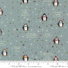 Image of Chilly Mr Penguin Storm quilting cotton fabric by Sweetwater for Moda Fabrics. Features penguins on a blue background. Cute Little Fabric Shop.