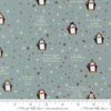 Image of Chilly Mr Penguin Storm quilting cotton fabric by Sweetwater for Moda Fabrics. Features penguins on a blue background. Cute Little Fabric Shop.
