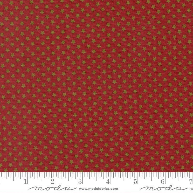 Image of Chilly Star Bright Red quilting cotton fabric by Sweetwater for Moda Fabrics. Features stars on a red background. Cute Little Fabric Shop.