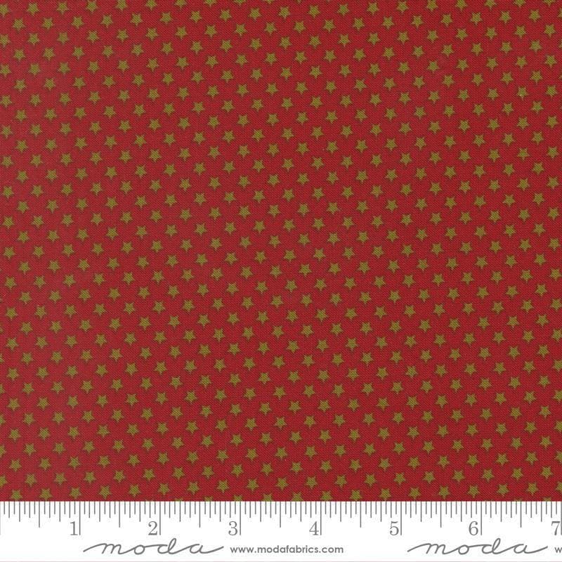 Image of Chilly Star Bright Red quilting cotton fabric by Sweetwater for Moda Fabrics. Features stars on a red background. Cute Little Fabric Shop.