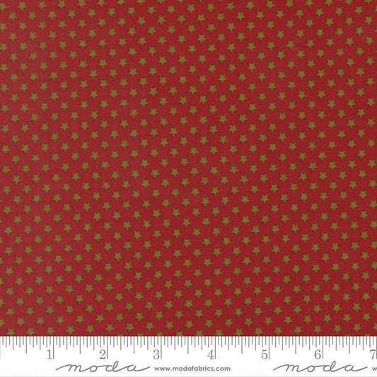 Image of Chilly Star Bright Red quilting cotton fabric by Sweetwater for Moda Fabrics. Features stars on a red background. Cute Little Fabric Shop.