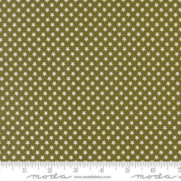 Image of Chilly Star Bright Pine quilting cotton fabric by Sweetwater for Moda Fabrics. Features stars on a green background. Cute Little Fabric Shop.