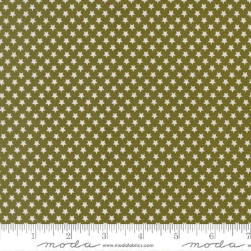 Image of Chilly Star Bright Pine quilting cotton fabric by Sweetwater for Moda Fabrics. Features stars on a green background. Cute Little Fabric Shop.