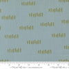 Image of Chilly The Forest Storm quilting cotton fabric by Sweetwater for Moda Fabrics. Features trees on a blue background. Cute Little Fabric Shop.
