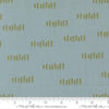 Image of Chilly The Forest Storm quilting cotton fabric by Sweetwater for Moda Fabrics. Features trees on a blue background. Cute Little Fabric Shop.