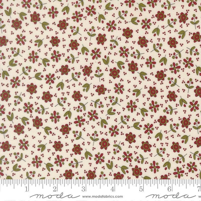 Image of Chilly Christmas Flowers Vanilla quilting cotton fabric by Sweetwater for Moda Fabrics. Features flowers on a cream background. Cute Little Fabric Shop.