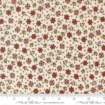Image of Chilly Christmas Flowers Vanilla quilting cotton fabric by Sweetwater for Moda Fabrics. Features flowers on a cream background. Cute Little Fabric Shop.