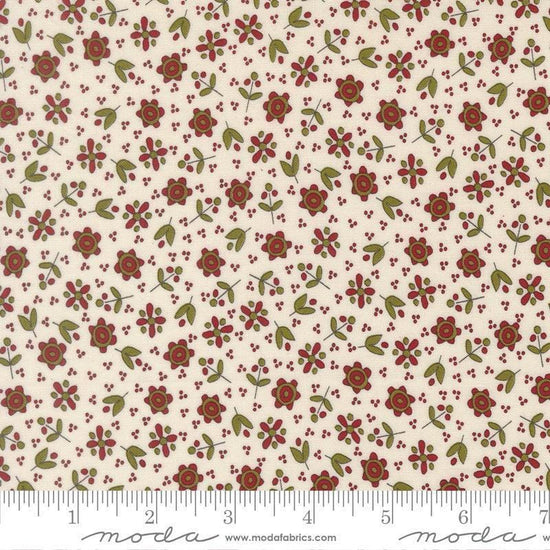 Image of Chilly Christmas Flowers Vanilla quilting cotton fabric by Sweetwater for Moda Fabrics. Features flowers on a cream background. Cute Little Fabric Shop.