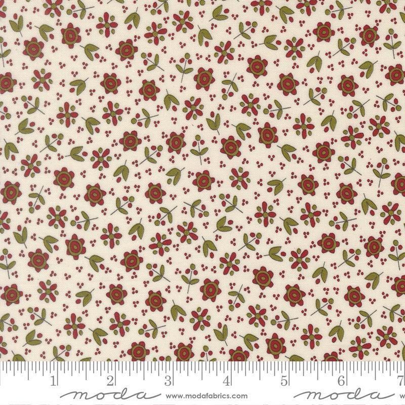 Image of Chilly Christmas Flowers Vanilla quilting cotton fabric by Sweetwater for Moda Fabrics. Features flowers on a cream background. Cute Little Fabric Shop.