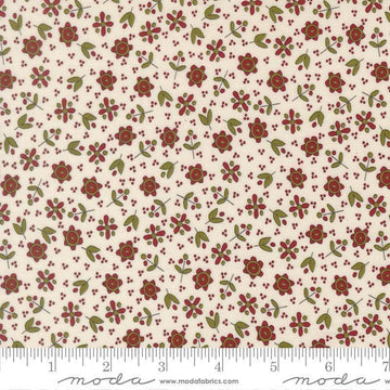 Image of Chilly Christmas Flowers Vanilla quilting cotton fabric by Sweetwater for Moda Fabrics. Features flowers on a cream background. Cute Little Fabric Shop.