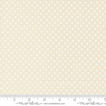 Image of Chilly Star Bright Vanilla White quilting cotton fabric by Sweetwater for Moda Fabrics. Features stars on a cream background. Cute Little Fabric Shop.