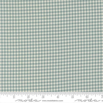 Image of Chilly Gingham Storm quilting cotton fabric by Sweetwater for Moda Fabrics. Features gingham on a blue background. Cute Little Fabric Shop.