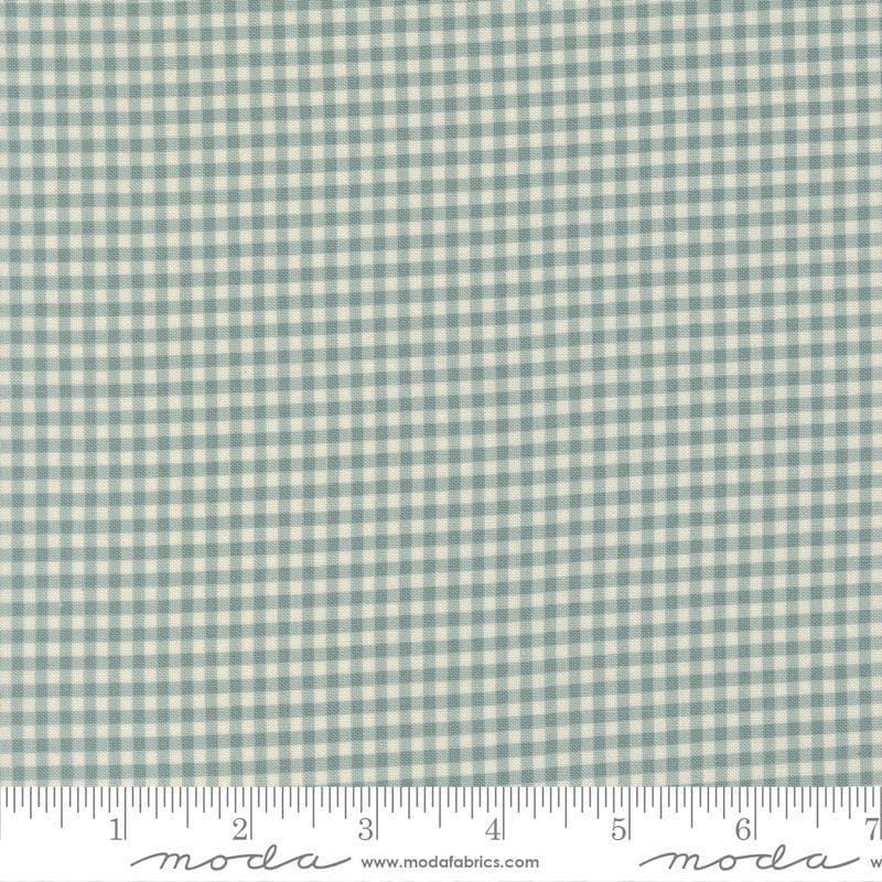 Image of Chilly Gingham Storm quilting cotton fabric by Sweetwater for Moda Fabrics. Features gingham on a blue background. Cute Little Fabric Shop.