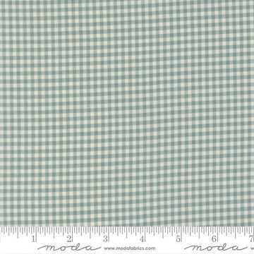 Image of Chilly Gingham Storm quilting cotton fabric by Sweetwater for Moda Fabrics. Features gingham on a blue background. Cute Little Fabric Shop.