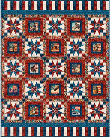 American Country Stars Quilt Kit - QT Fabrics - Pattern Fabric - Nature Outdoors Animals Forest - Quilting Cotton Fabric