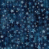 Image of American Country Stars Navy quilting cotton fabric by Morris Creative Group for QT Fabrics. Features stars on a blue background. Cute Little Fabric Shop.