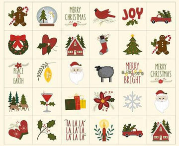 Joyful Gatherings II Panel Cloud Cream Christmas Fabric - 49302 - Moda Fabrics Quilting Cotton Fabric