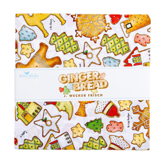 Gingerbread 10" Stacker Christmas Fabric - 10-17840-42 - 42-Piece Precut - Riley Blake Quilting Cotton Fabric