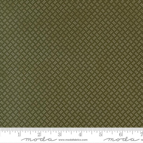 Image of Joyful Gatherings II Six Pack Dot Evergreen quilting cotton fabric by Primitive Gatherings for Moda Fabrics. Features dots on a green background. Cute Little Fabric Shop.
