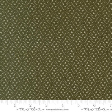 Image of Joyful Gatherings II Six Pack Dot Evergreen quilting cotton fabric by Primitive Gatherings for Moda Fabrics. Features dots on a green background. Cute Little Fabric Shop.