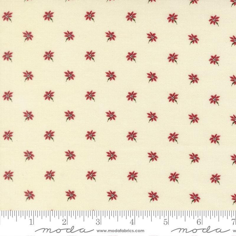 Image of Joyful Gatherings II Poinsettia Cloud quilting cotton fabric by Primitive Gatherings for Moda Fabrics. Features flowers on a cream background. Cute Little Fabric Shop.
