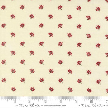 Image of Joyful Gatherings II Poinsettia Cloud quilting cotton fabric by Primitive Gatherings for Moda Fabrics. Features flowers on a cream background. Cute Little Fabric Shop.