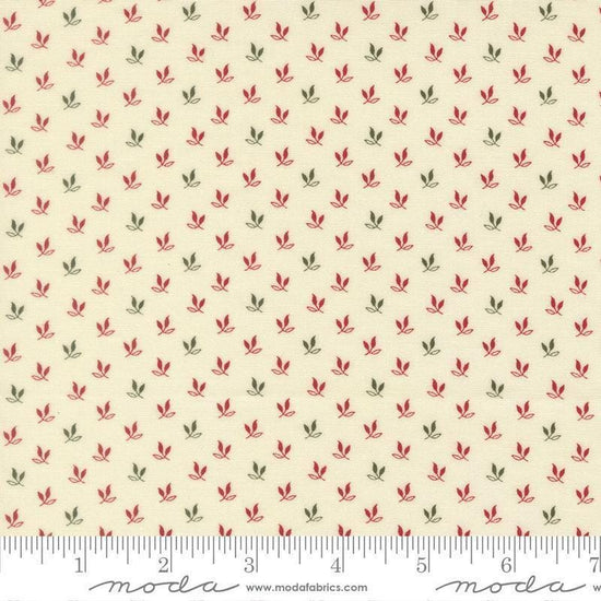 Image of Joyful Gatherings II Leaf Sprig Cloud quilting cotton fabric by Primitive Gatherings for Moda Fabrics. Features leaves on a cream background. Cute Little Fabric Shop.