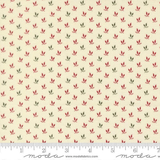 Image of Joyful Gatherings II Leaf Sprig Cloud quilting cotton fabric by Primitive Gatherings for Moda Fabrics. Features leaves on a cream background. Cute Little Fabric Shop.