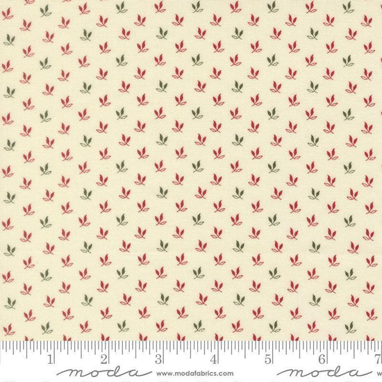 Image of Joyful Gatherings II Leaf Sprig Cloud quilting cotton fabric by Primitive Gatherings for Moda Fabrics. Features leaves on a cream background. Cute Little Fabric Shop.